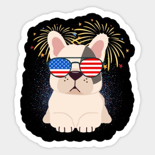 Cool Dog USA flag Patriotic 4th July independence day coolest shirt for july forth Sticker